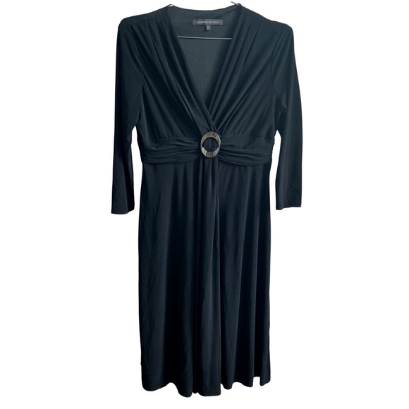 NWT JONES WEAR Long Sleeve Midi Dress Black Size 8 - Picture 2 of 5